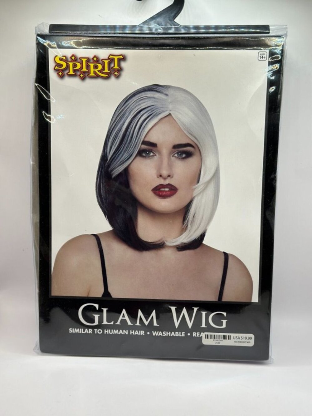 Spirit Halloween Glam Wig Black and Gray NIP